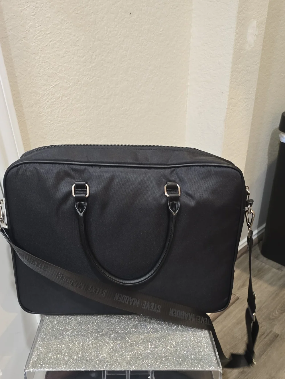 Steve Madden BLaken Nylon Briefcase/Laptop Bag- Black